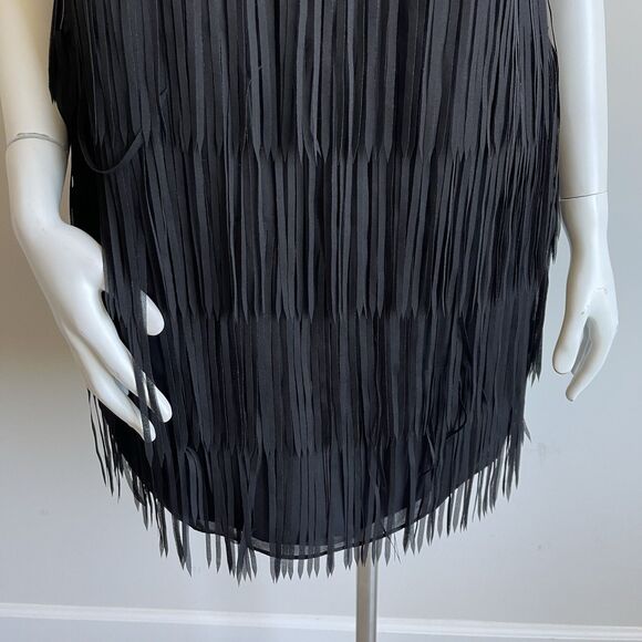 W by Worth Gatsby Fringe Mini Dress Sleeveless Black Size 2 Cocktail Party - Picture 4 of 15